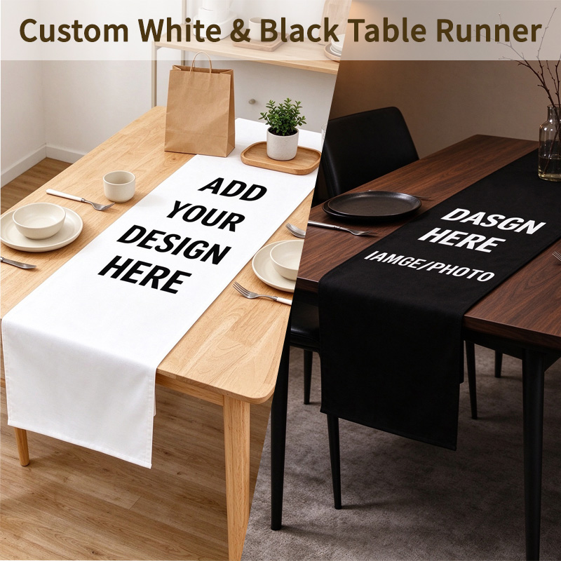 Home Textile - Taplak Meja Hitam/Putih untuk Ruang Makan,