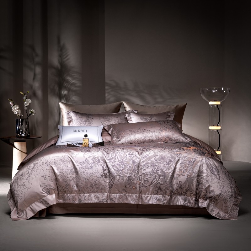 Home Textiles Premium - Premium coklat Jacquard mewah 4 buah